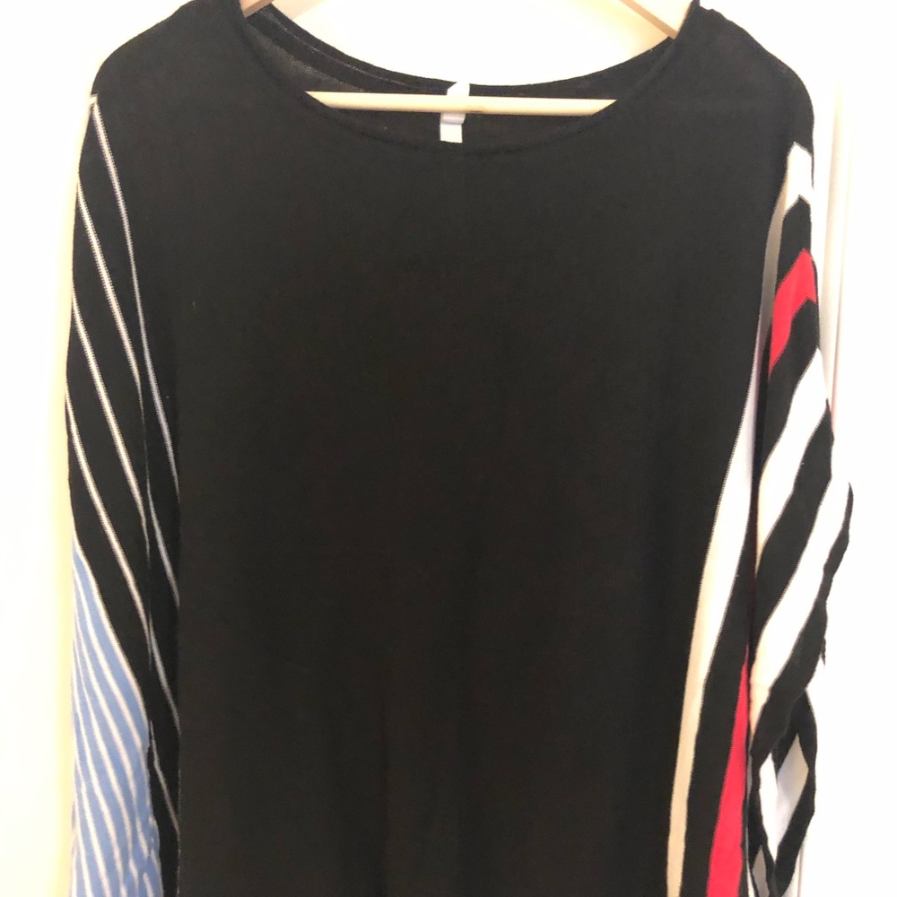 Black + Stripe sweater - cape style